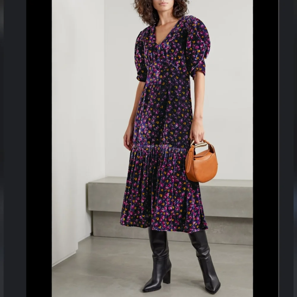 NEW Sea 0 Velvet Midi Maxi Floral Dress